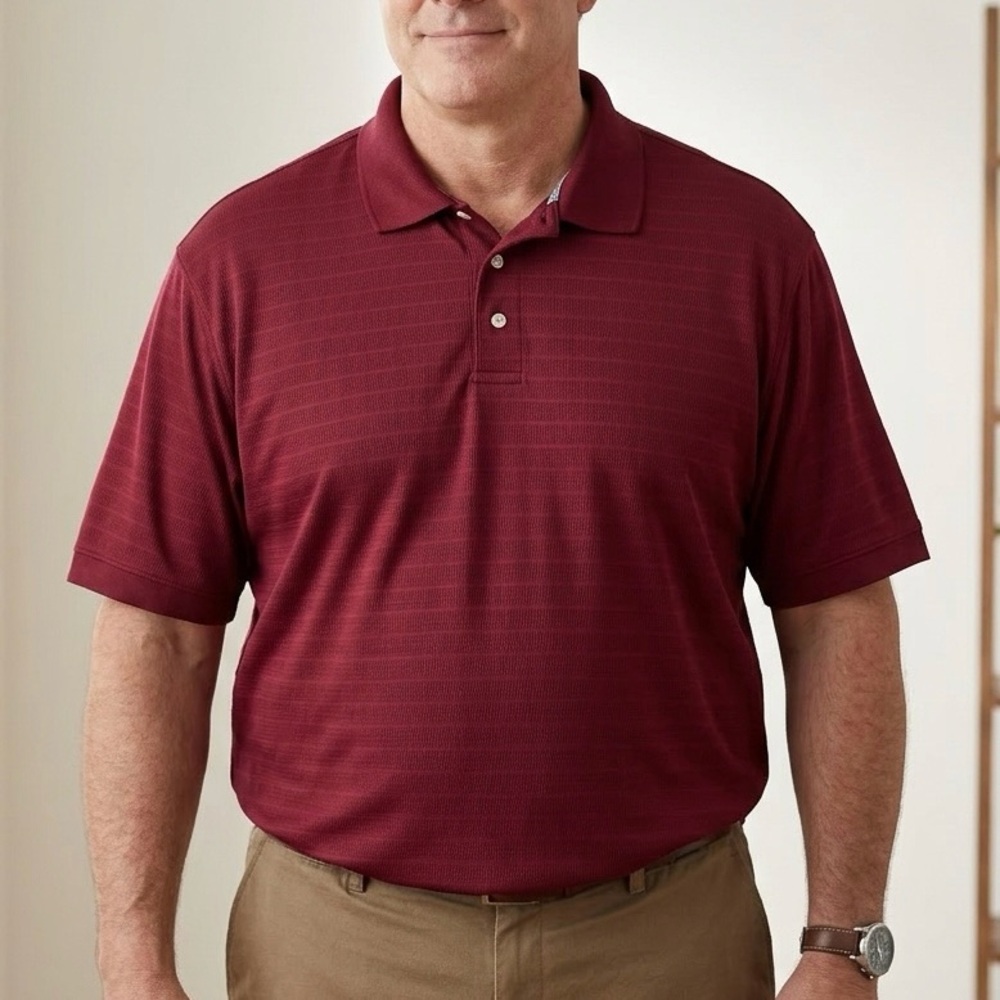 Men's Saddlebred Big & Tall Comfort Performance Polo Golf Shirt 3XLT‎ Burgundy